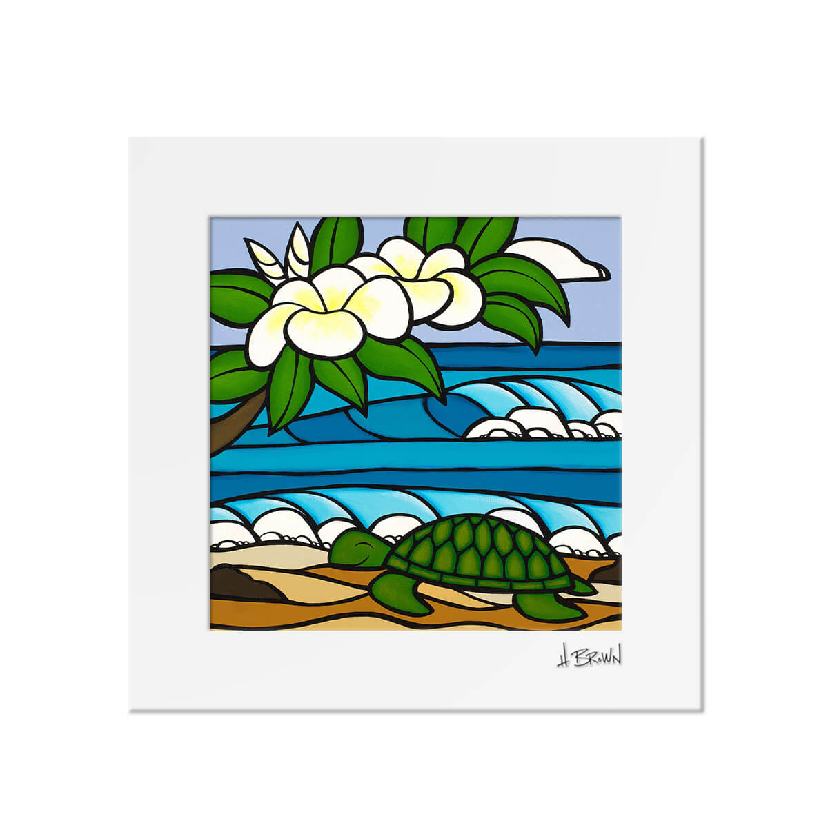 http://www.heatherbrownart.com/cdn/shop/files/Heather-Brown-Hawaii-Turtle-Art-Sleepy-Honu-Matted-Print.jpg?v=1684866381