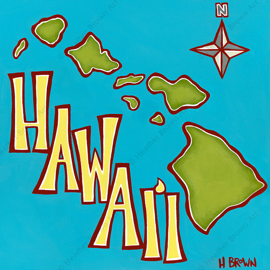 値段設定 【大幅値下げ】Heather Brown Hawaii Map ハワイ - 美術品