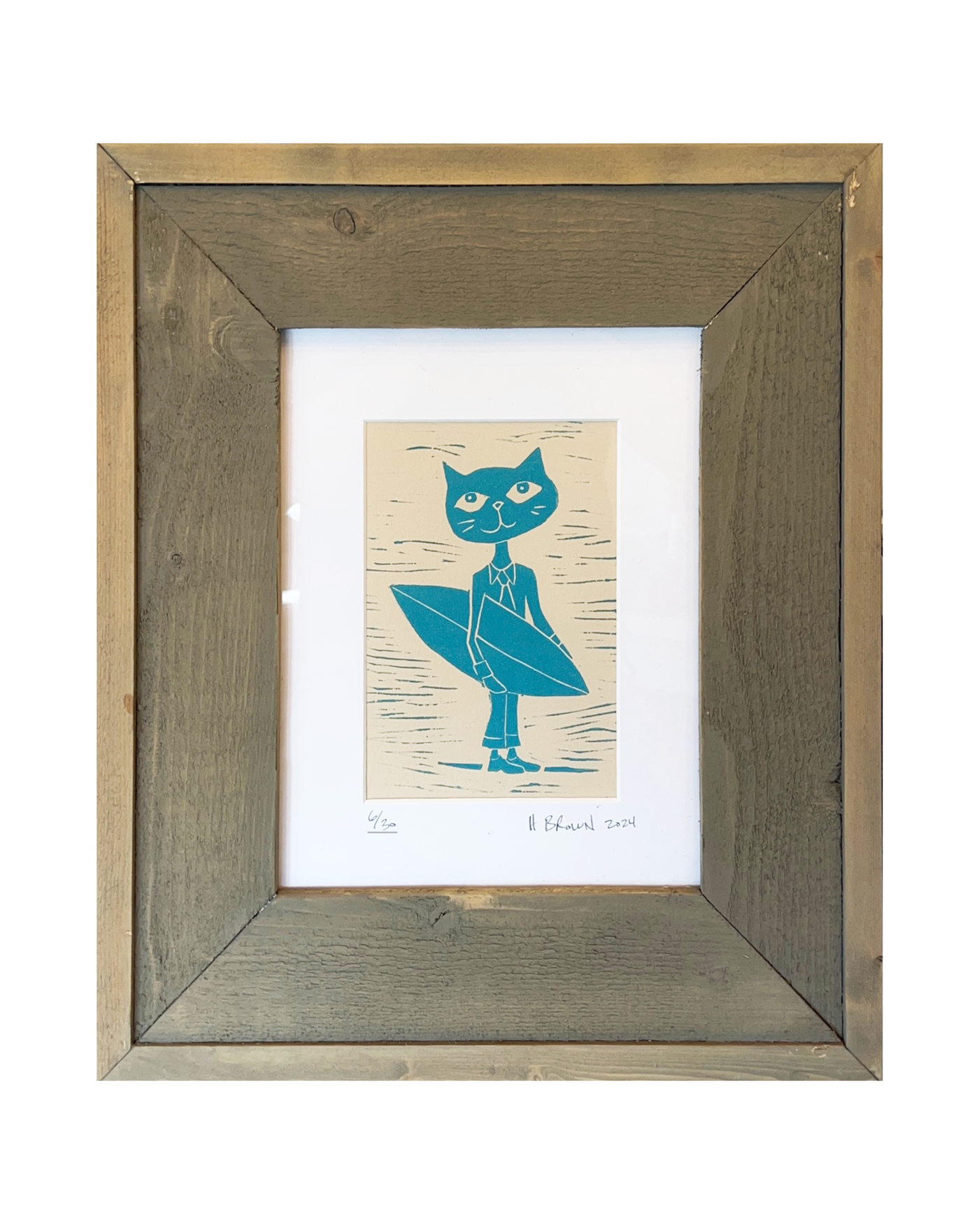 Cat Limited Edition Framed Linocut