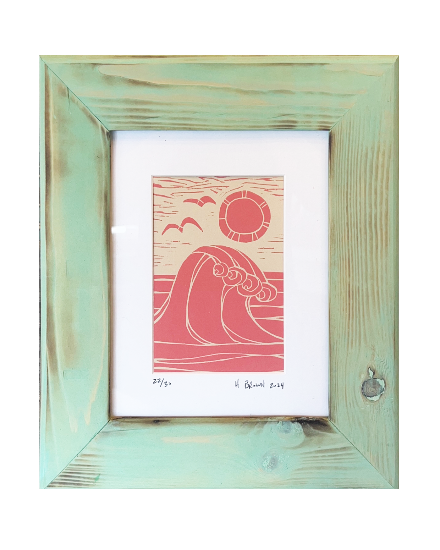 Wave Limited Edition Framed Linocut