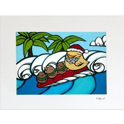 Heather Brown Christmas Surf Matted Art Print